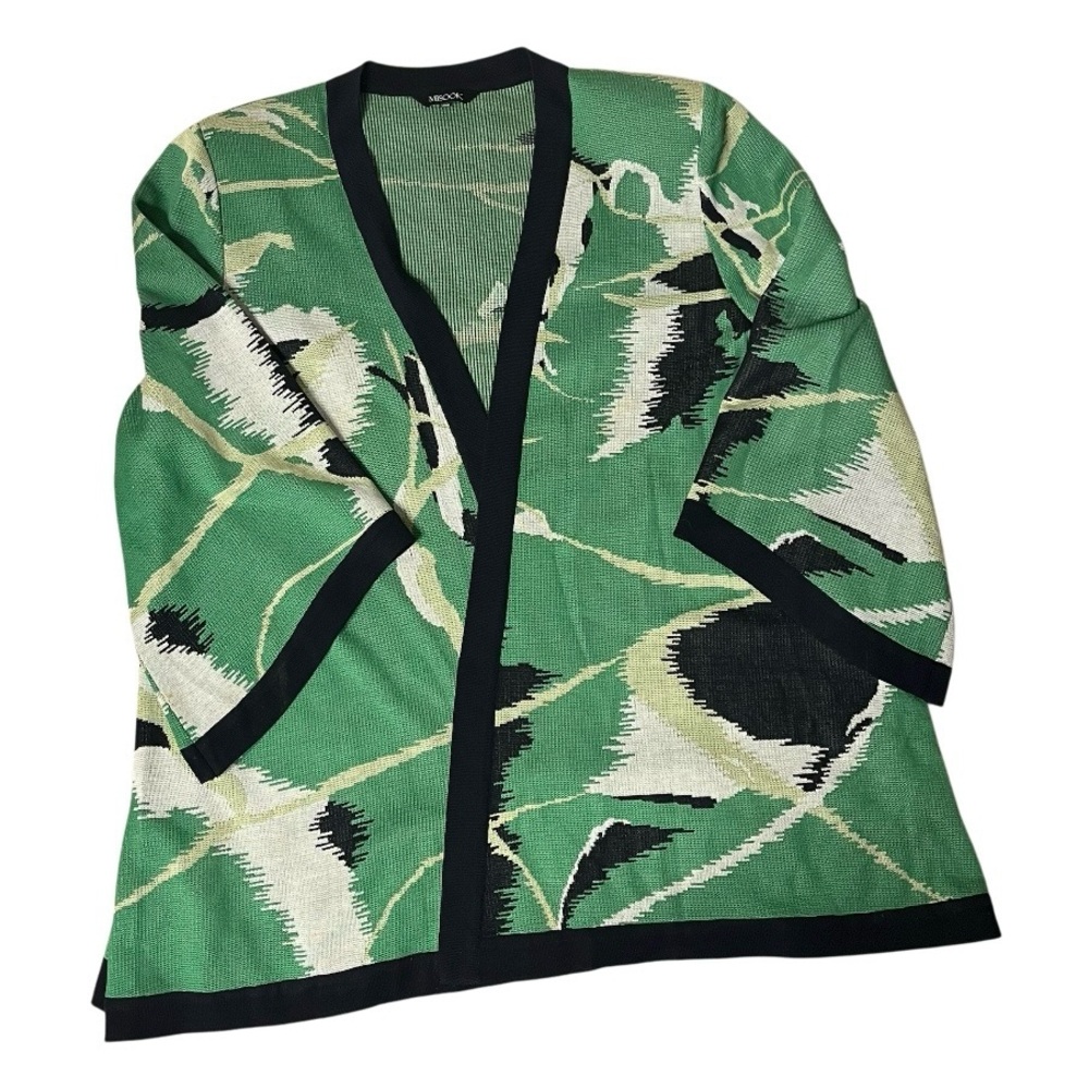 MISOOK Heron Crane Printed Kimono Style Cardigan Green White Black Size XL - Picture 5 of 11